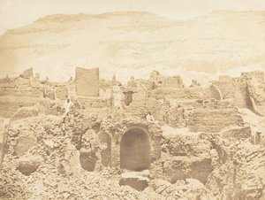 Kristillisen kaupungin rauniot, Medinet-Habu Thebes, 1849-50. tekijältä Maxime Du Camp
