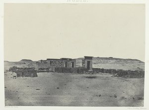 Débôdin temppeli ja kylä, Parembole Antoniuksen reitiltä, ​​Nubia, 184951, painettu 1852. tekijältä Maxime Du Camp