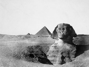 Suuri sfinksi ja Gizan pyramidit, Egypti, 1852