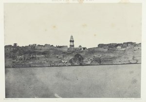 Yleisnäkymä Esnehistä, Ylä-Egypti, 184951, painettu 1852. tekijältä Maxime Du Camp