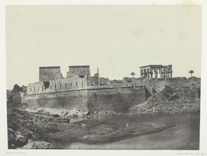 Näkymä lounaiskulmasta, Philoe, Nubia, 184951, painettu 1852. tekijältä Maxime Du Camp