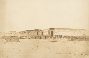 Yleiskuva temppelistä ja Déboude Parembolen kylästä, 10. huhtikuuta 1850. tekijältä Maxime Du Camp