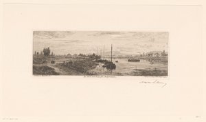 Näkymä Seine-joelle lähellä Argenteuilia Les bords de la Seine près Argenteuil (otsikko esineessä) tekijältä Maxime François Antoine Lalanne (signed by artist)