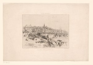 Gezicht op de haven van Trouville Trouvillen vanha satama (otsikko esineessä) Elegantti elämä (sarjan nimi esineellä)
