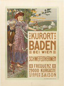 Kylpyläkaupunki Baden Wienin lähellä, n. 1910. tekijältä Maximilian Liebenwein