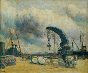 Satama, Schiedammin laituri, 1907 tekijältä Maximilien Luce