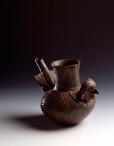 Esikolumbiaaninen taide, mayojen sivilisaatio, klassisen jälkeinen aika: lintua edustava zoomorfinen purkki. Asuncion Mita Jutiapa, Guatemala. Sun. h. 15,5 x halkaisija. 7,6 cm Guatemala, Kansallinen arkeologian ja etnologian museo - esikolumbiaaninen taid