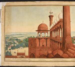 Mogulin keisarin palatsi. Osa Delhin panoraamaa tekijältä Mazar or Mazhar Ali Khan