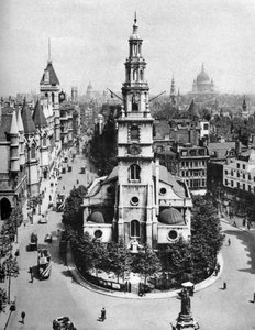 St Clement Danesin kirkko, Strand ja Fleet Street Australia Housesta, Lontoosta, 1926-1927. tekijältä McLeish