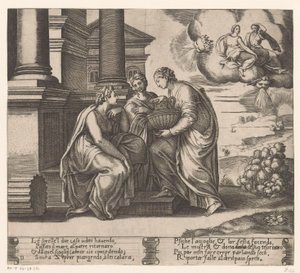 Psychen luona käyvät hänen sisarensa Story of Amor and Psyche (sarjan nimi) tekijältä Meester van de Dobbelsteen