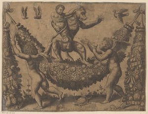 Putti pilkkaa apinaa Paavin kuvakudokset (sarjan nimi) Tapezzerie de Papa (sarjan nimi)