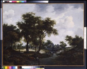 Vesimylly (The Trevor Landscape) (öljy kankaalle) tekijältä Meindert Hobbema
