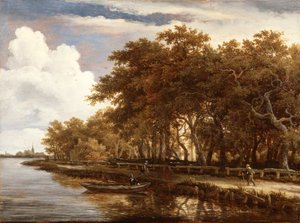 Näkymä Amstelin varrella, noin 1660 (öljy paneelille). tekijältä Meindert Hobbema