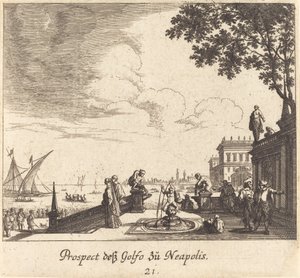 Näkymä Napolinlahdelle tekijältä Melchior Küsel after Johann Wilhelm Baur