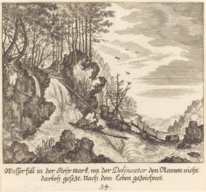 Vesiputous tekijältä Melchior Küsel after Johann Wilhelm Baur