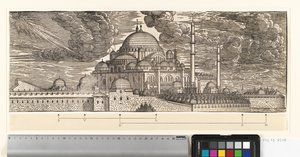 Süleymaniye-moskeija koillisesta katsottuna tekijältä Melchior Lorck