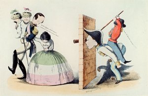 Risorgimento: Torinon sopimusta (Trattato di Torino) 24/03/1860 koskeva pilapiirros (kaiverrus).