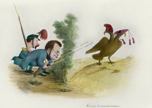 Roomalainen kysymys: Cavourin kreivi karikatyyri, noin 1860