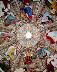 Melozzo da Forlin (Melozzo degli Ambrosi) (1438-1494) Profeettojen ja enkelien esitykset Freskon Pyhän Markuksen (Marco) kupoli, Santa Casan pyhäkkö, Loreto tekijältä Melozzo da Forli