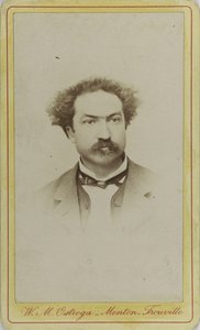 Muotokuva säveltäjä Robert Planquettesta 1848-1903, n. 1880. tekijältä Menton . Photo studio W.M. Ostroga