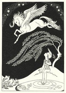 Alaspäin tuli Pegasus, leveissä ympyröissä (väri litho)
