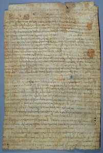 Wadomirin (Uuademir) ja hänen vaimonsa Ercambertan kirjoittama asiakirja, n. 690-691 (kynä ja muste velumiin) tekijältä Merovingian