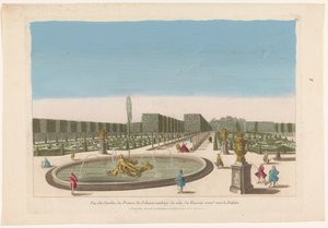 Näkymä suihkulähteelle Palais Schwarzenbergin puutarhasta lähellä Wienin kaupunkia Vue du jardin du Prince de Schwarzenberg du côte du bassin vers le palais