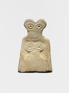 Keski-Urukin silmä-idoli, noin 3700-3500 eaa. (kipsi alabasteri) tekijältä Mesopotamian School