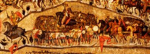 Siunattu taivaan kuninkaan isäntä Yksityiskohta: Warriors Range: Ivan IV, Vladimir Monomakh, Vladimir I, Boris ja Gleb, 1550-luku tekijältä Metropolitan of Moscow Athanasius
