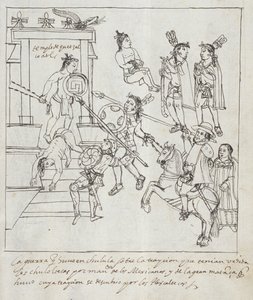 Ms Hunter 242 f.256r Evankelical Battle, Historia de Tlaxcala, kirjoittanut Diego Munoz Camargo tekijältä Mexican School