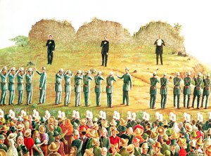 Maximilian I:n (1832-67) teloitus (öljy kankaalle) tekijältä Mexican School