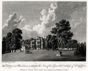 Jennings lähellä Maidstonea Kentissä, hänen armonsa St Albansin herttuattaren kotipaikka, 1776. tekijältä Michael Angelo Rooker