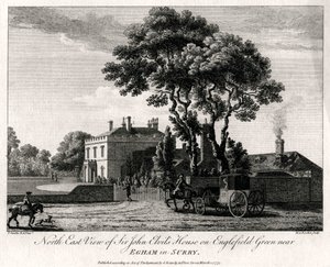 Koillisnäkymä Sir John Elvils Housesta Englefield Greenissä lähellä Eghamia Surryssa, 1775 tekijältä Michael Angelo Rooker