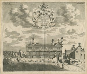 Broughton Hall: kuparilevykaiverrus, nd [1653-1686] (painos) tekijältä Michael Burghers