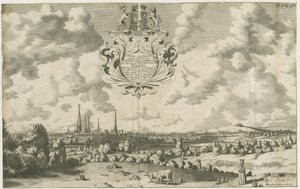 Lichfield - West North West Prospect: kuparilevykaiverrus, nd [1653 - 1686] tekijältä Michael Burghers
