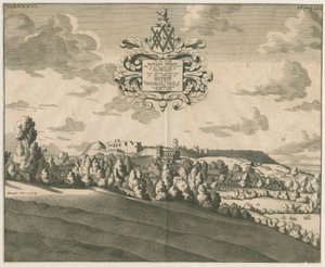Tutbury Castle - Kaukainen näkymä: kuparilevykaiverrus, nd [c 1686] tekijältä Michael Burghers