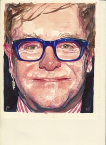 Elton John (akvarelli) tekijältä Michael Frith