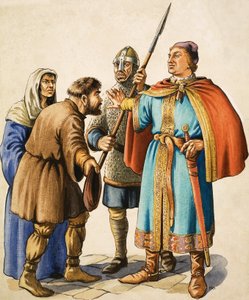 Henrik II kuuntelee nöyrän alamaisensa valitusta.