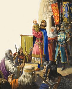 Kuningas Edward I (1239-1307) esittelee poikavauvansa (guassi paperille)
