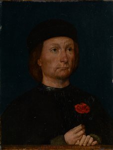 Muotokuva miehestä, jolla on vaaleanpunainen