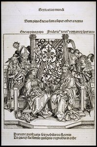 Paavi Pius II:n ja Saksan keisarin Fredrik III:n tapaaminen, noin 1493.