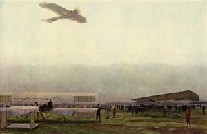 Saksalaiset sotilaslentäjät lentokoneineen (väri litho) tekijältä Michael Zeno Diemer