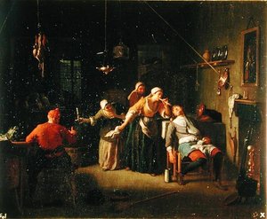 Tavernakohtaus (öljy kankaalle)