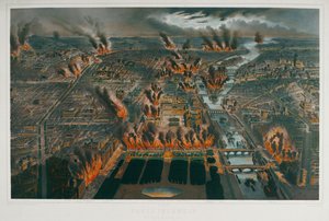 Kommuuni: Pariisi palaa toukokuun 24./25. päivän yönä 1871 ... (kaiverrus)