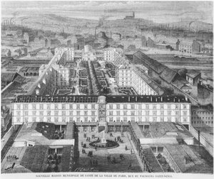 Nykyinen Hopital Fernand Widal, Pariisi, kuvitus "Le Monde Illustresta", 1867