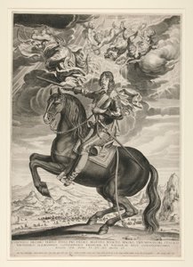 Ludvig XIII:n (Bourbon) (1601-1603) ratsastusmuotokuva 33-vuotiaana. Maisema on Callotin perässä