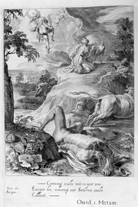 Io muuttui lehmäksi: Mercury katkaisee Argusin pään, 1655 tekijältä Michel de Marolles
