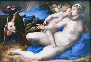 Venus ja Cupid Michelangelo Buonarrotin jälkeen (öljy paneelissa)