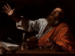 Pyhän Hieromuksen visio, 1600-luvun ensimmäinen puolisko (öljy kankaalle) tekijältä Michelangelo (follower of) Caravaggio