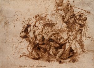Taistelukohtaus, 1500-luvun alku. tekijältä Michelangelo Buonarroti